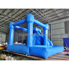 Blue Inflatable Bounce House With Slide And Ball Pit