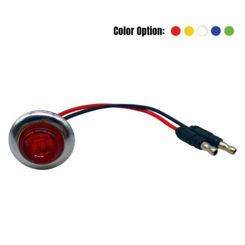 0.75" Round Mini Side Marker Light with Steel Flange and Connector Plugs (3 LEDs)