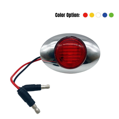 1.45" Round Side Marker Light with Steel Flange and Connector Plugs (3 LEDs)