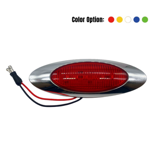 4.2"x1.7" Oval Side Marker Light with Steel Flange and Connector Plugs (6 LEDs)