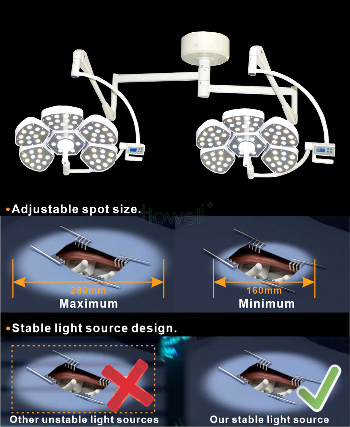 luz de mesa de operação, lâmpada de procedimento