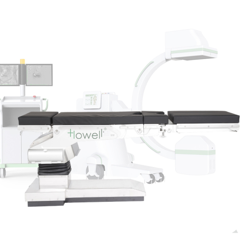 Mesa de cirugía de brazo en G de 5 secciones Mesa de operaciones ortopédica transparente compatible con brazo en C