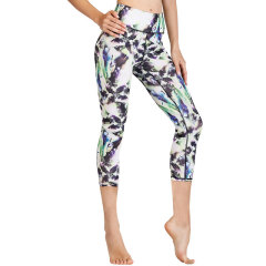 Wholesale New Style Breathable Summer Printed Wide Leg High Waist Women Fitness Capris Leggings