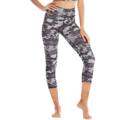 Wholesale New Style Breathable Summer Printed Wide Leg High Waist Women Fitness Capris Leggings