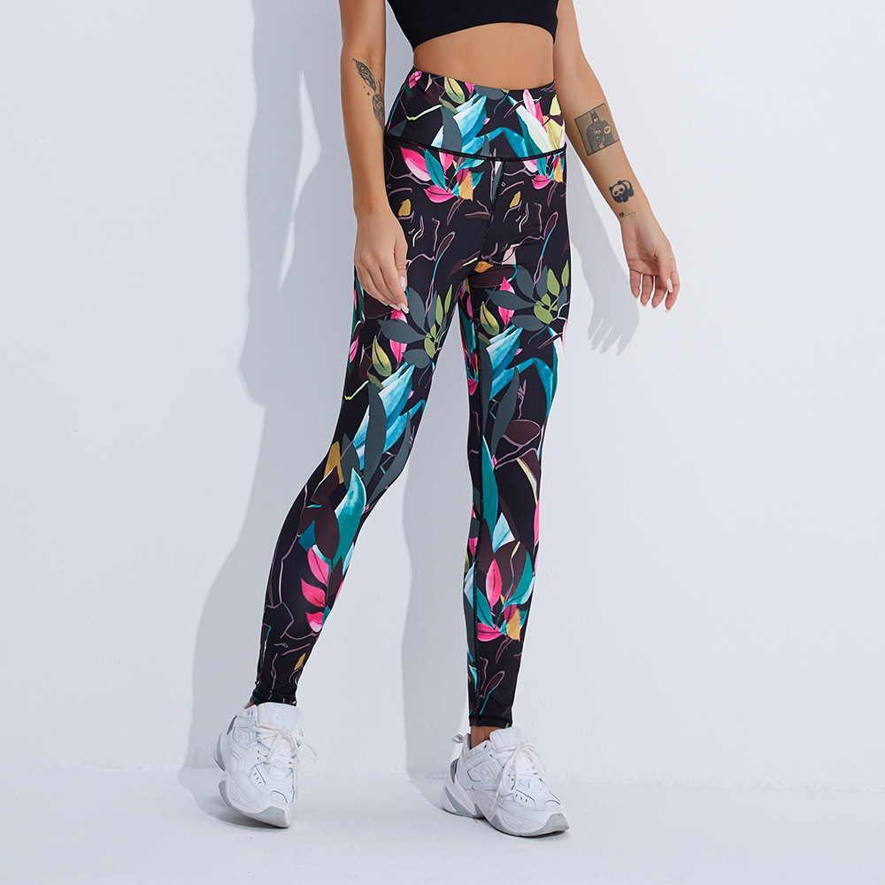 92% polyester 8% spandex yoga waist milk silk soft brushed digital print custom womens yoga leggings