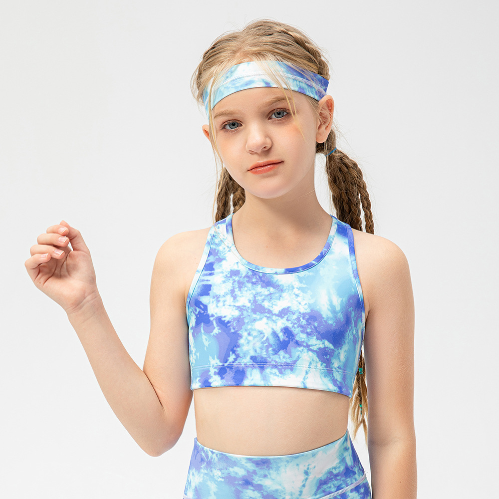 2022 Hot Selling recycled breathable kid crop top custom printing yoga top for girl