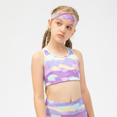 2022 Hot Selling recycled breathable kid crop top custom printing yoga top for girl