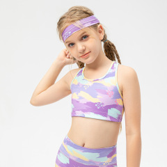 2022 Hot Selling recycled breathable kid crop top custom printing yoga top for girl