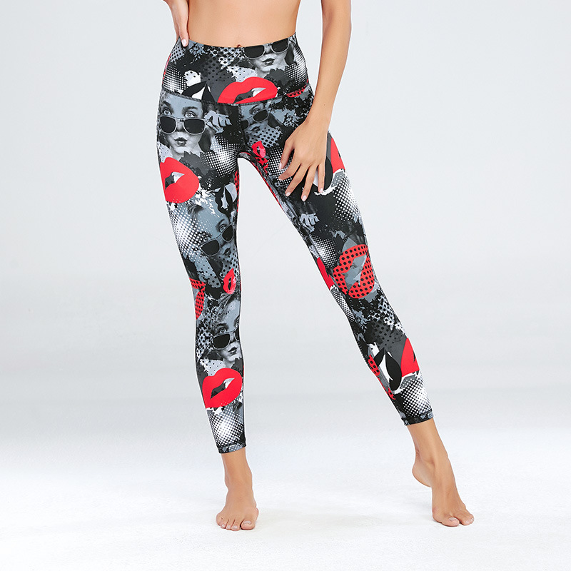 Fashion Light Weight Breathable Printed Compression Comfortable Workout Sports Leggings For Women