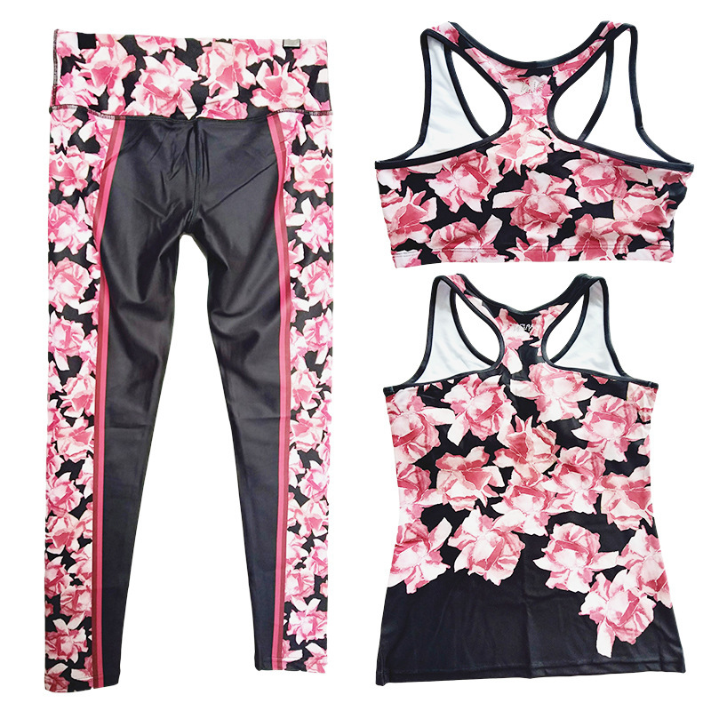 New design floral printed yoga pants set quick-drying sports bra leggings fitness yoga clothing suit women