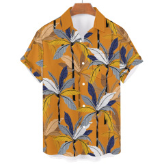 Button Up Hawaiian Tropical Print Stretch Anti-Pilling Men's Plus Size Shirt