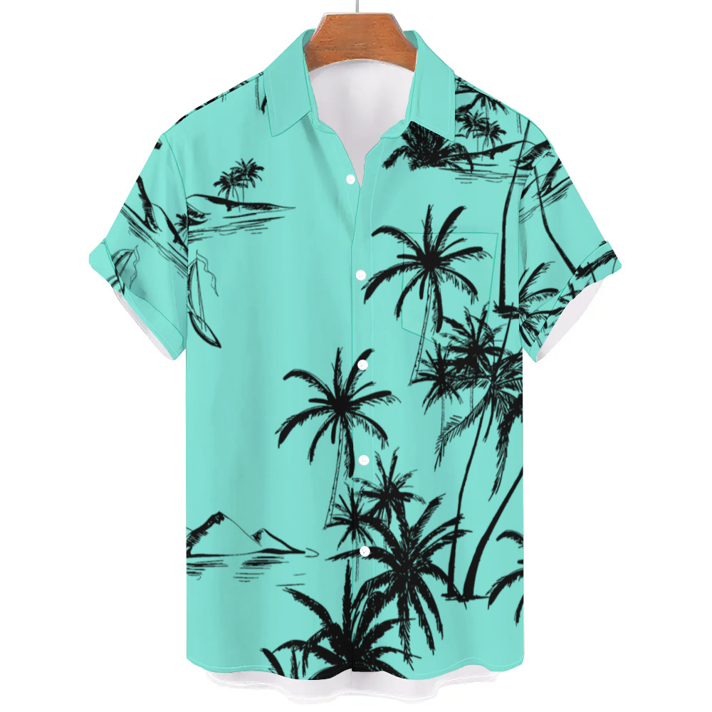 Button Up Hawaiian Tropical Print Stretch Anti-Pilling Men's Plus Size Shirt