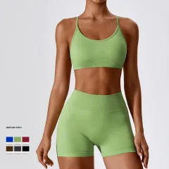Wholesale plus size compressed Women Eco-friendly Yoga Clothes REPREVE RPET Activewear Recycled Fabric Workout Outfits Eco Friendly Sustainable Gym Fitness Set