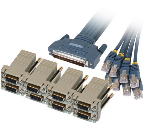 Cisco CAB-OCTAL-ASYNC Cable and 8 RJ45 to DB9 Female Adapters