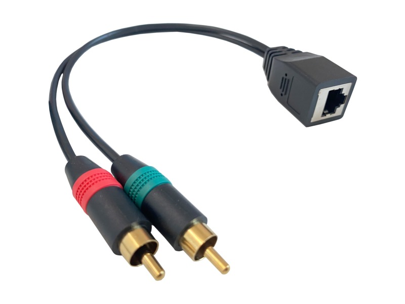 Lodalink RJ45 Female to (2) Dual RCA Audio Adapter