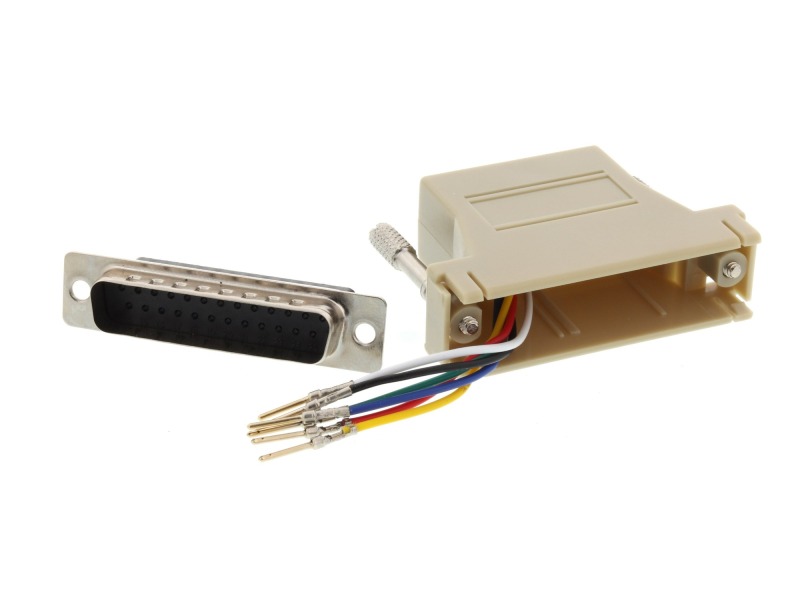 Lodalink DB25 Male to RJ45 Serial Modular Adapter Kit - Beige, UL Approved