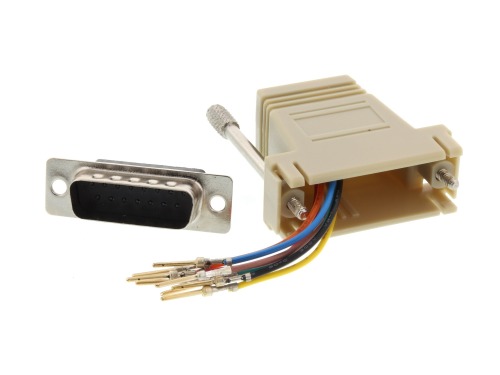 Lodalink DB15 Male to RJ45 Modular Serial Adapter Kit - Black, UL Approved