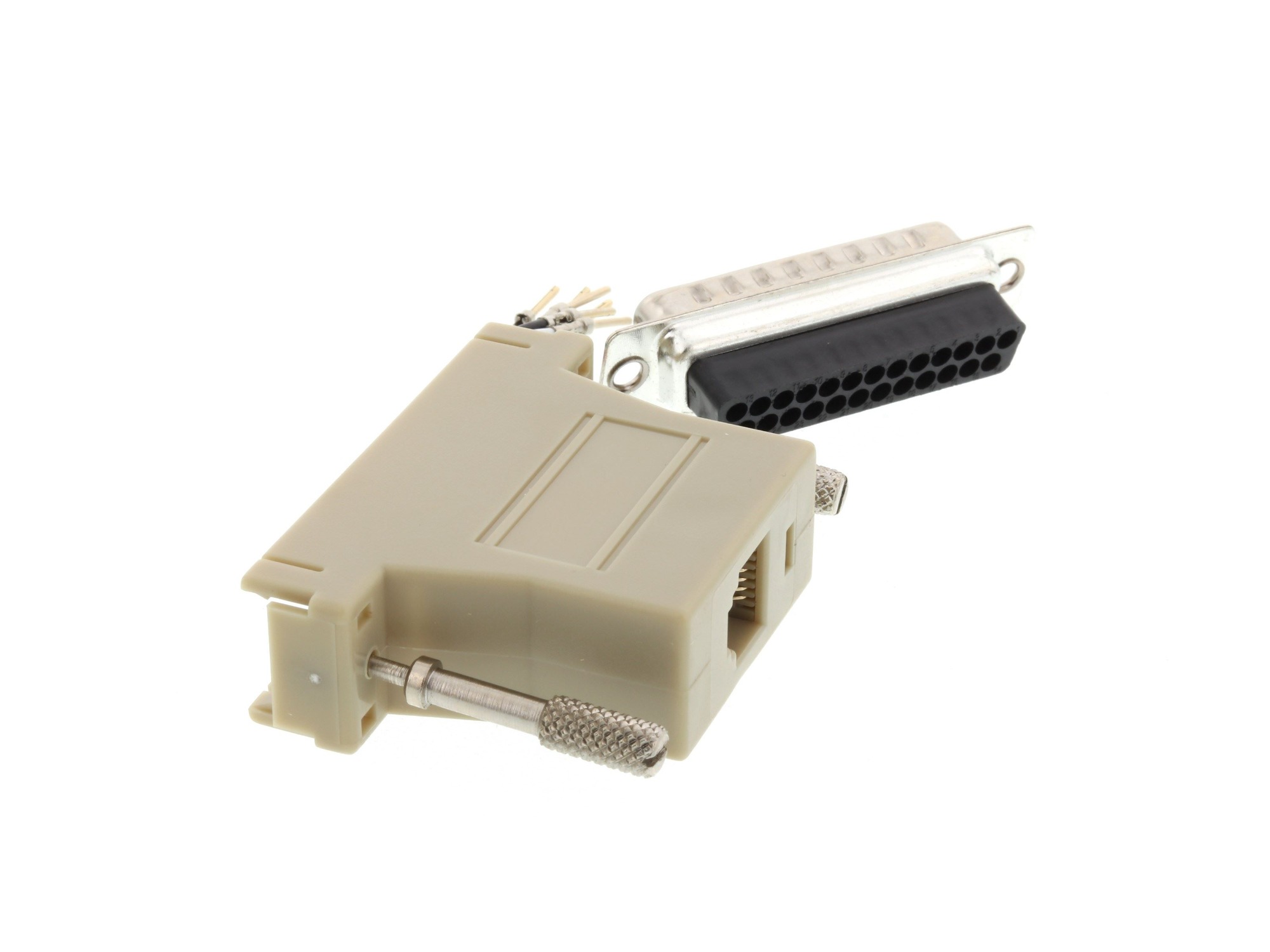 Lodalink DB25 Male to RJ45 Serial Modular Adapter Kit - Beige, UL Approved