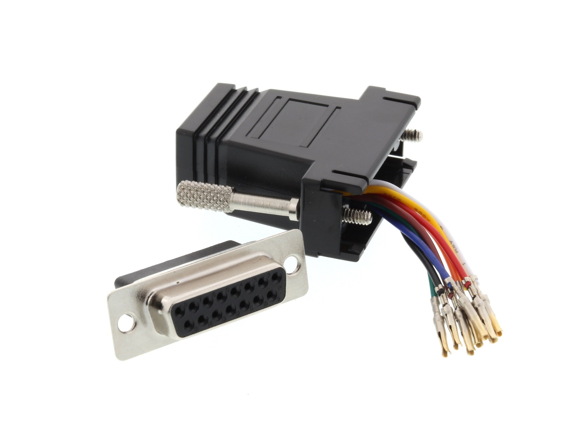 Lodalink DB15 Female to RJ45 Modular Serial Adapter Kit - Black, UL Approved