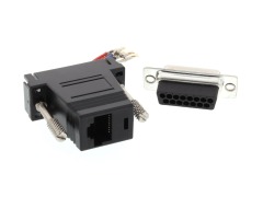 Lodalink DB15 Female to RJ45 Modular Serial Adapter Kit - Black, UL Approved