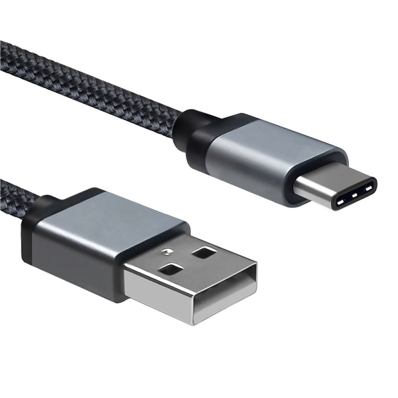 Lodalink USB C Cable Braided with Aluminum Connector Black, UL Approval
