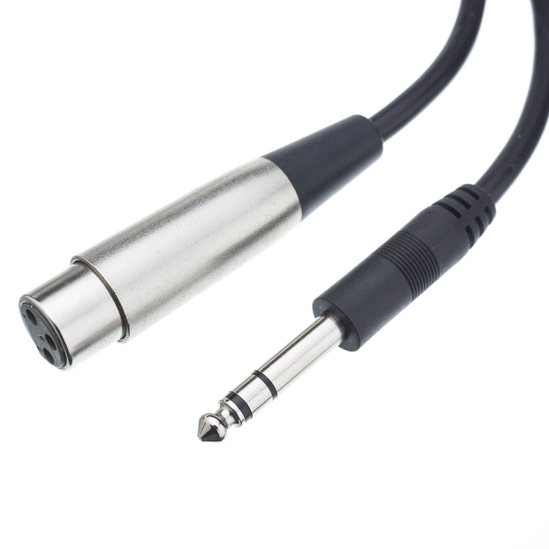 Lodalink Pro-Audio XLR Female to 1/4in Male Stereo Cable, Black