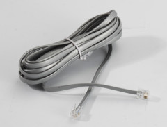 Lodalink RJ12 6P6C to RJ12 6P6C Flat Silver Satin Telephone Cable Cord, UL Approval