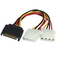 Lodalink 15pin to 2 x 4pin SATA Power Molex Power Y Cable