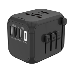 Lodalink Universal International Travel Power Adapter W/ High Speed 2.4A USB, 3.0A Type-C Wall Charger