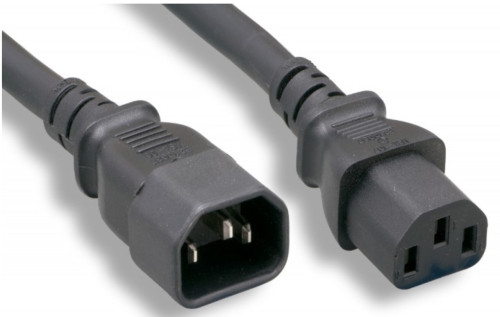 Lodalink UL Certified 6ft AC Power Extension Cord 18AWG (C13 to C14) (Black)