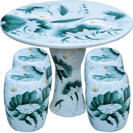 Retail and Wholesale Chinese Hand Painted Porcelain Ceramic Garden Table Set with Stools for Indoor and Outdoor