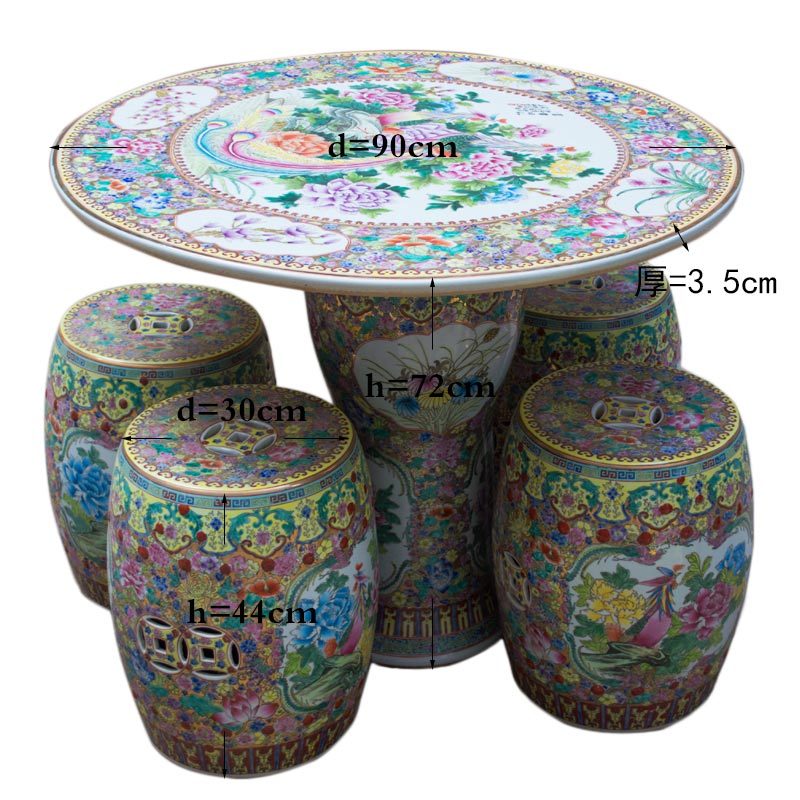 Jingdezhen Outdoor Furniture Luxury Hand Painted Ceramic Porcelain Garden Table Set with Stools