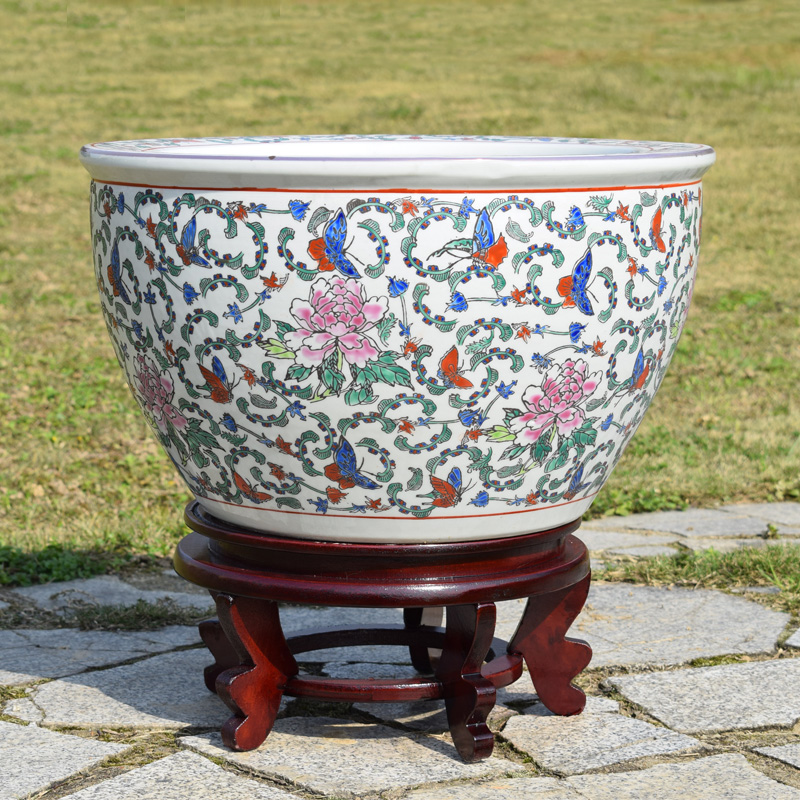 Retail Big Size Porcelain Multicolor Ceramic Plant Pots and Fish Pot for Garden Outdoor
