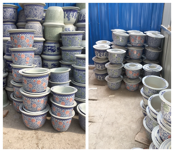 7PCS SET jingdezhen blue and white ceramic garden flower plant pots wholesale