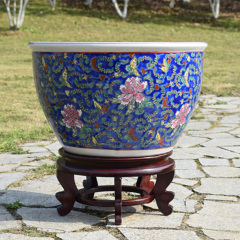 Retail Big Size Porcelain Multicolor Ceramic Plant Pots and Fish Pot for Garden Outdoor