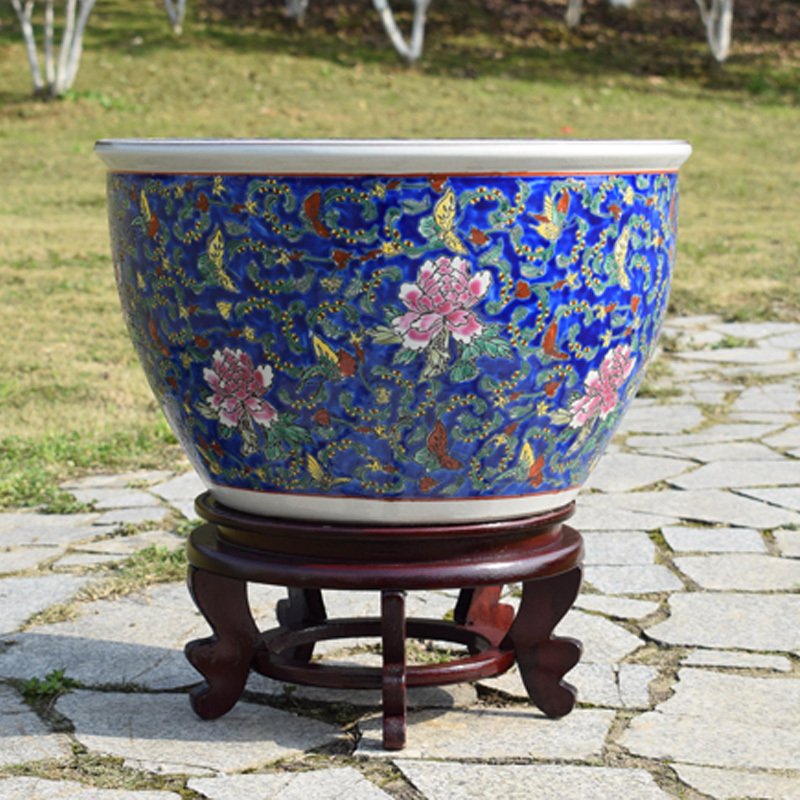 Retail Big Size Porcelain Multicolor Ceramic Plant Pots and Fish Pot for Garden Outdoor