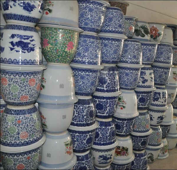 7PCS SET jingdezhen blue and white ceramic garden flower plant pots wholesale