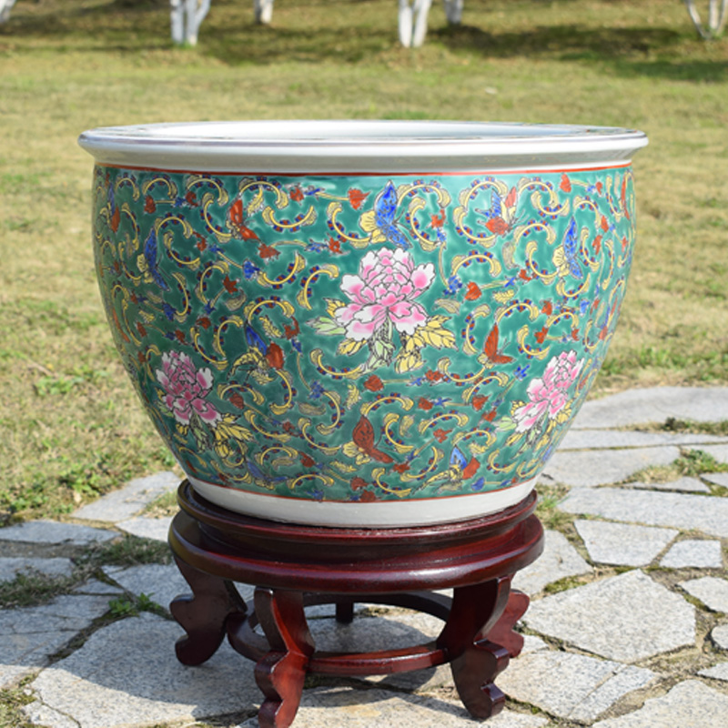 Retail Big Size Porcelain Multicolor Ceramic Plant Pots and Fish Pot for Garden Outdoor