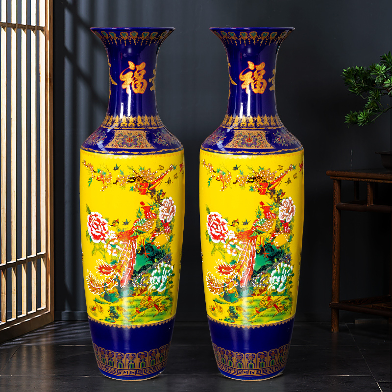 Large Chinese Hand Painted Dragon Ceramic Blue and White Porcelain Floor Vases