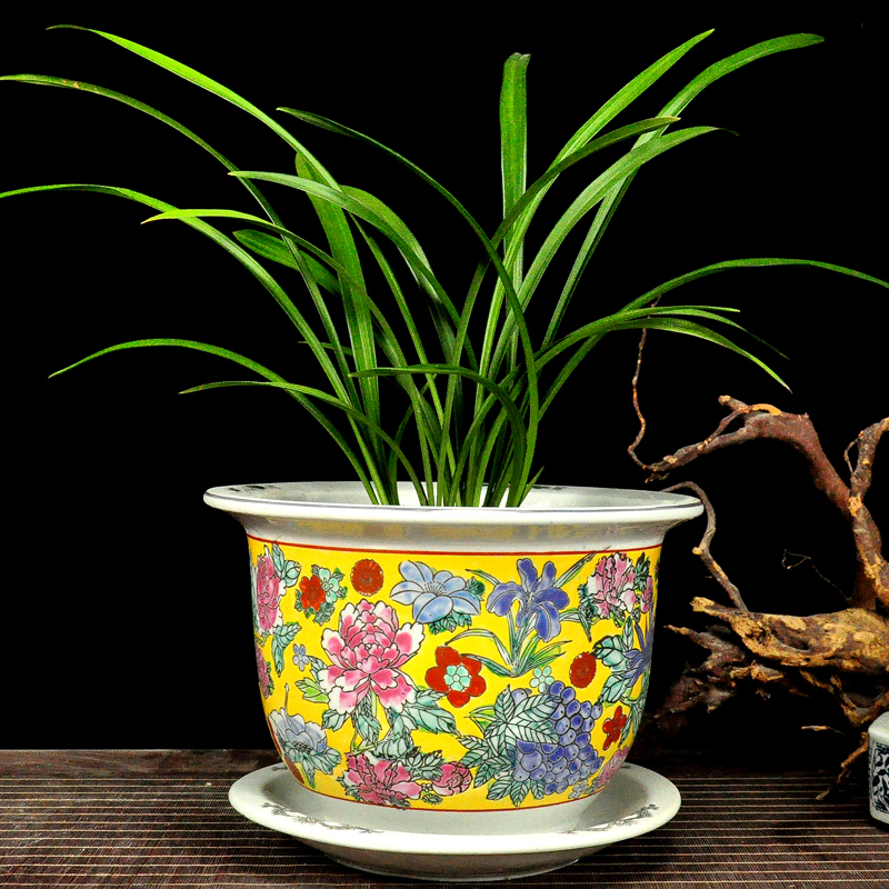 7PCS SET Jingdezhen Ceramic Luxury Famille Rose Porcelain Garden Flower Plant Pots Planter Wholesale