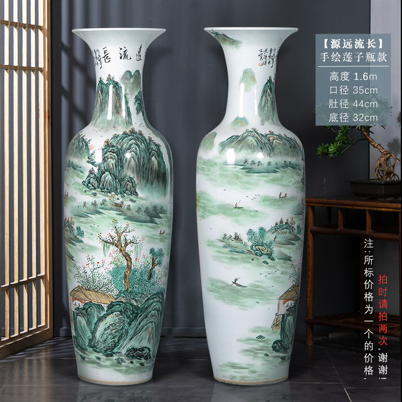Large Chinese Hand Painted Dragon Ceramic Blue and White Porcelain Floor Vases