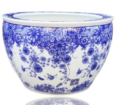 Factory Direct Beautiful Large Chinese Blue White Ceramic Garden Flower Pots Planter for Outdoor