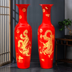 Large Chinese Hand Painted Dragon Ceramic Blue and White Porcelain Floor Vases