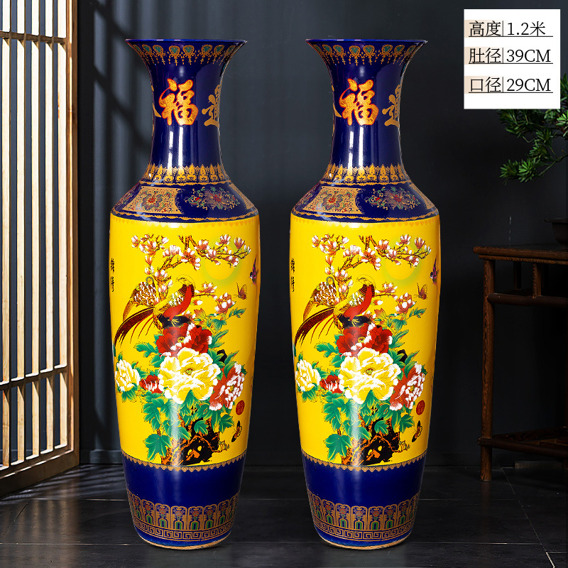 Large Chinese Hand Painted Dragon Ceramic Blue and White Porcelain Floor Vases