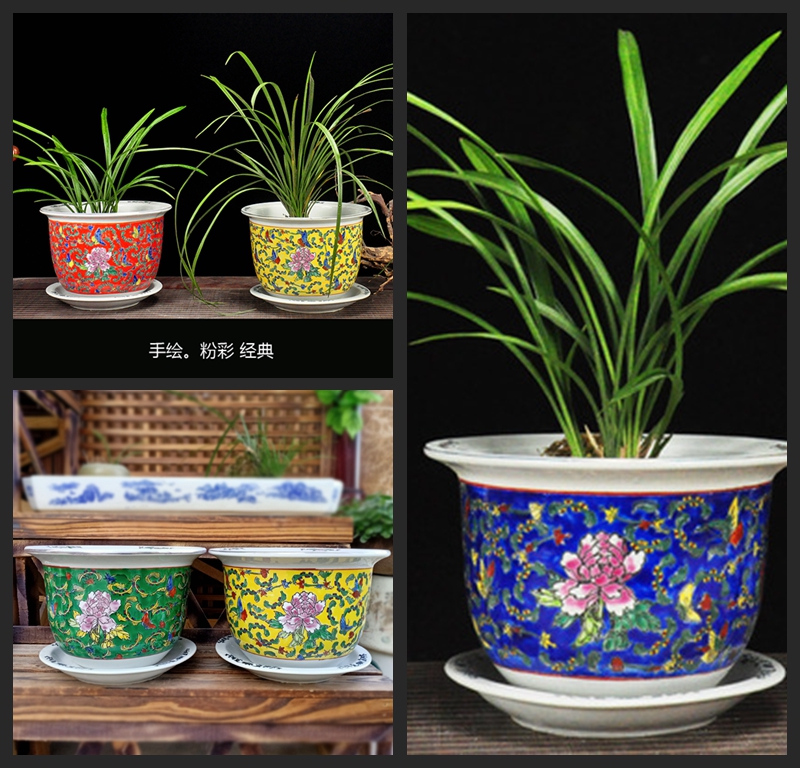 7PCS SET Jingdezhen Ceramic Luxury Famille Rose Porcelain Garden Flower Plant Pots Planter Wholesale