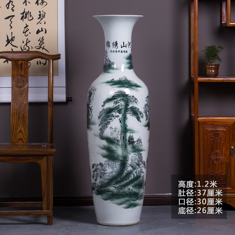 Large Chinese Hand Painted Dragon Ceramic Blue and White Porcelain Floor Vases