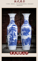 Large Chinese Hand Painted Dragon Ceramic Blue and White Porcelain Floor Vases