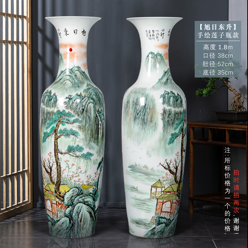 Large Chinese Hand Painted Dragon Ceramic Blue and White Porcelain Floor Vases