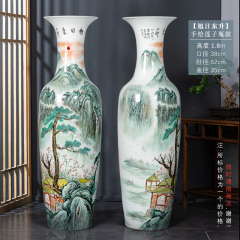 Large Chinese Hand Painted Dragon Ceramic Blue and White Porcelain Floor Vases