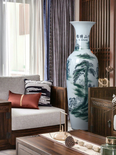 Large Chinese Hand Painted Dragon Ceramic Blue and White Porcelain Floor Vases